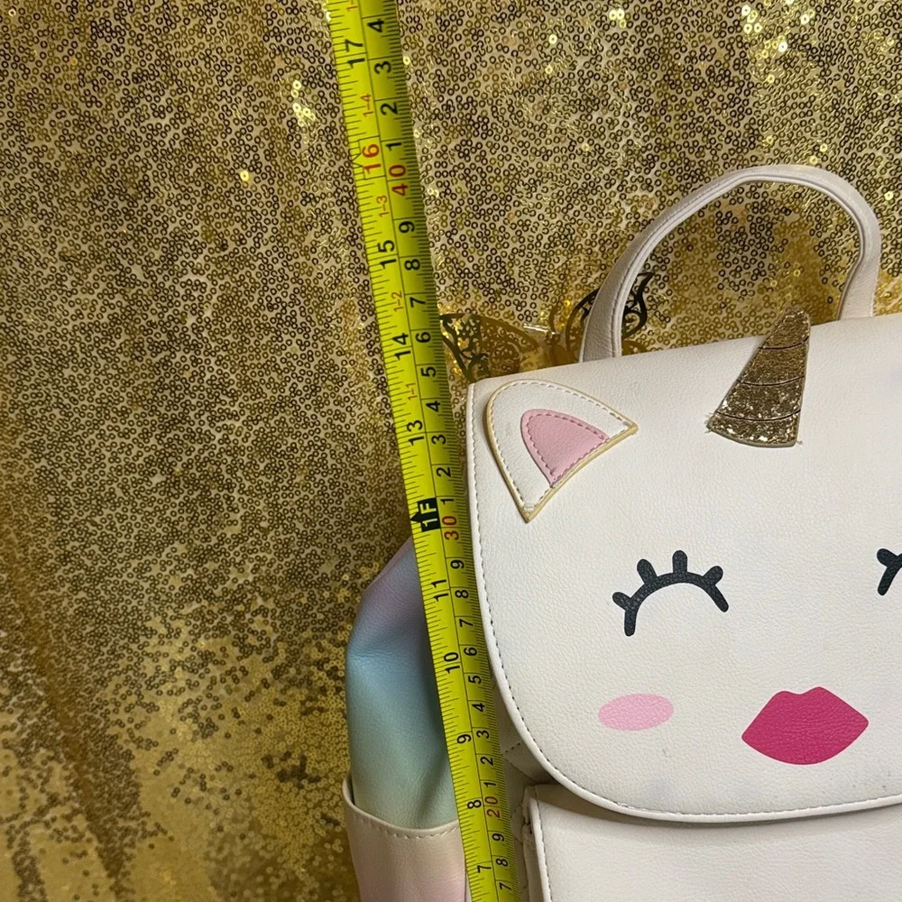 Luv Betsey Johnson Unicorn Cat Face Drawstring Backpack quilted